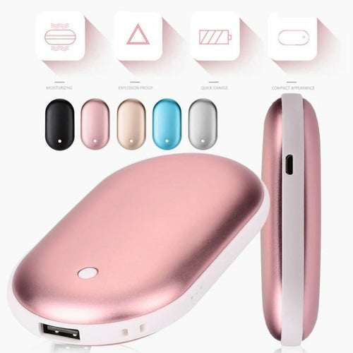 Chauffe-mains rechargeable USB en forme d'œuf tenu dans une main